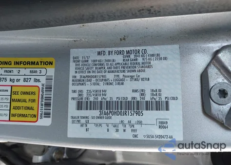 2018 Ford Fusion Se from USA, damaged, VIN 3FA6P0HD0JR157905